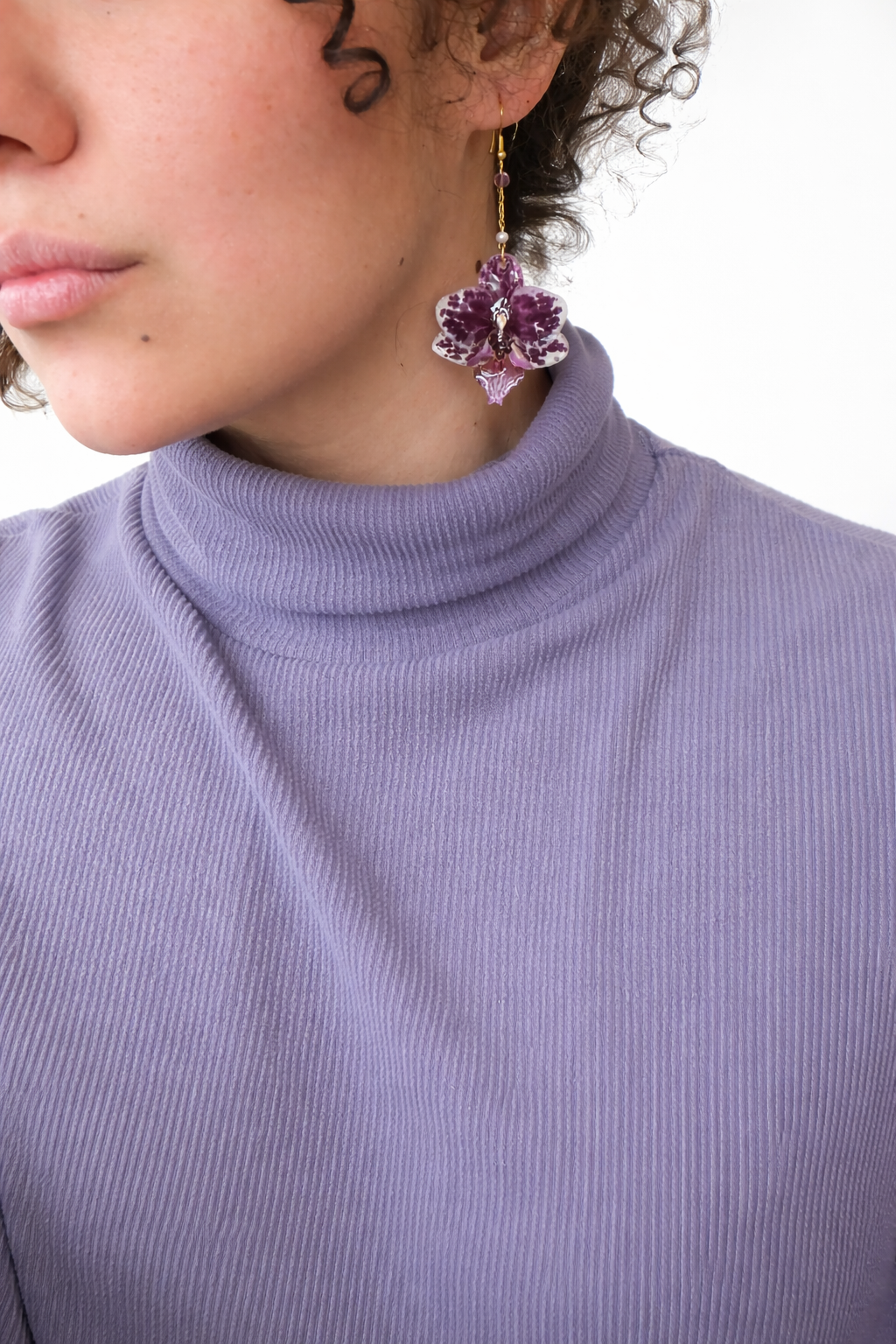 Purple Orchid with Amethyst Drop
