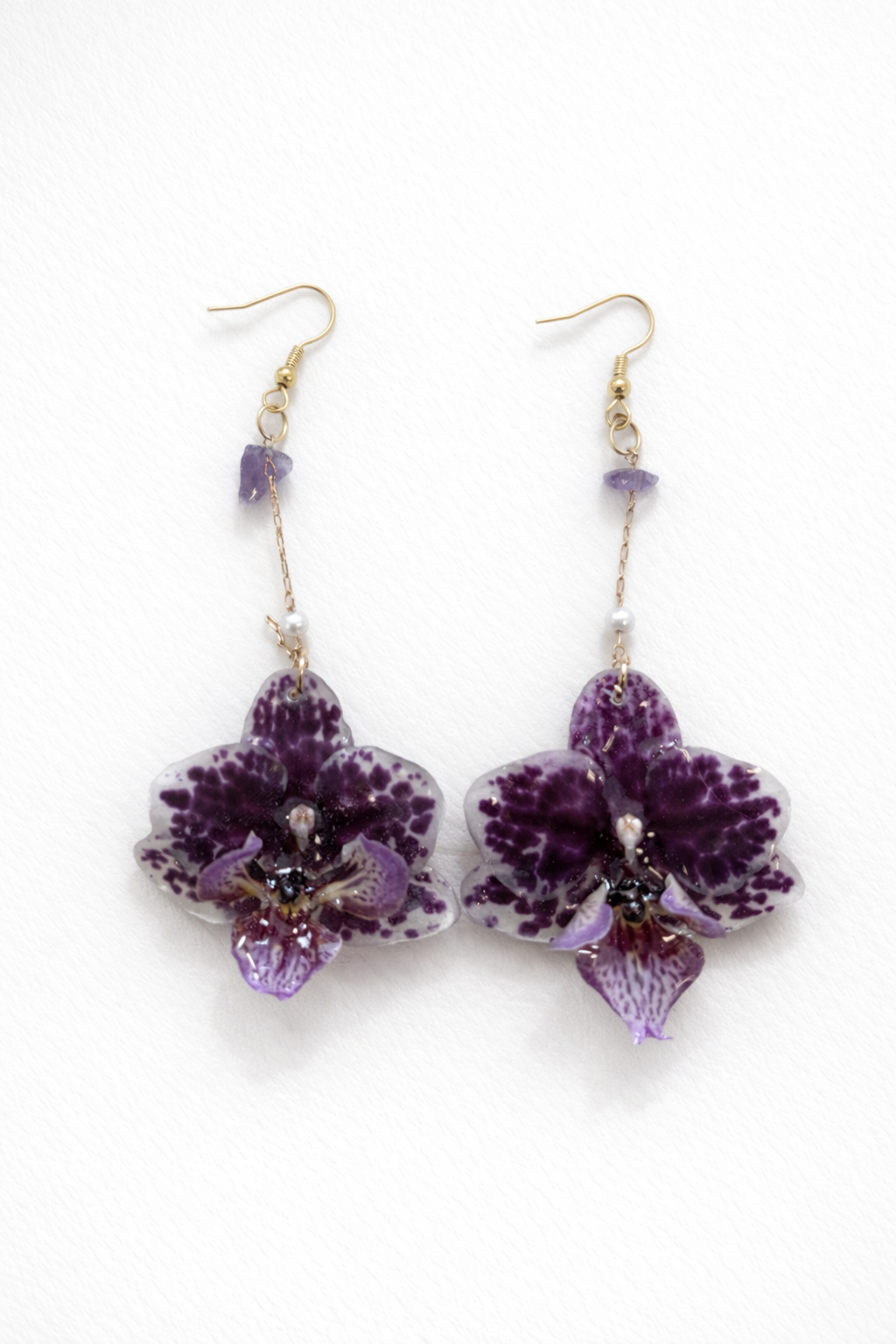 Purple Orchid with Amethyst Drop