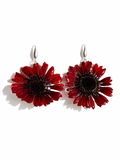 Large Real Red Gerbera Daisy Dangling Earrings