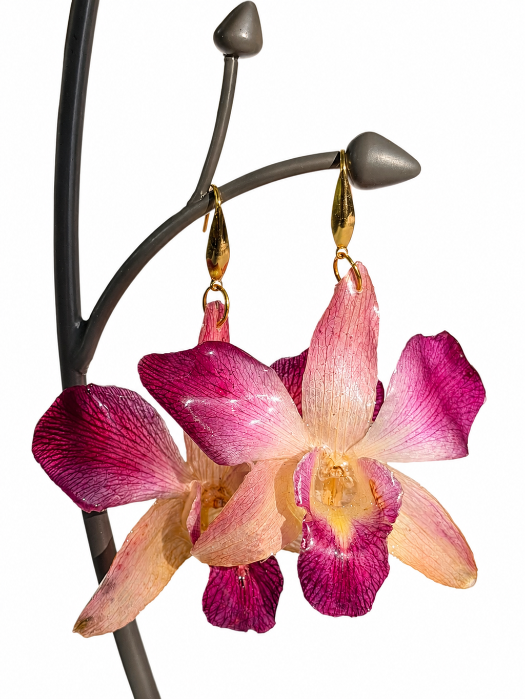 Real Pink Orchid Statement Earrings