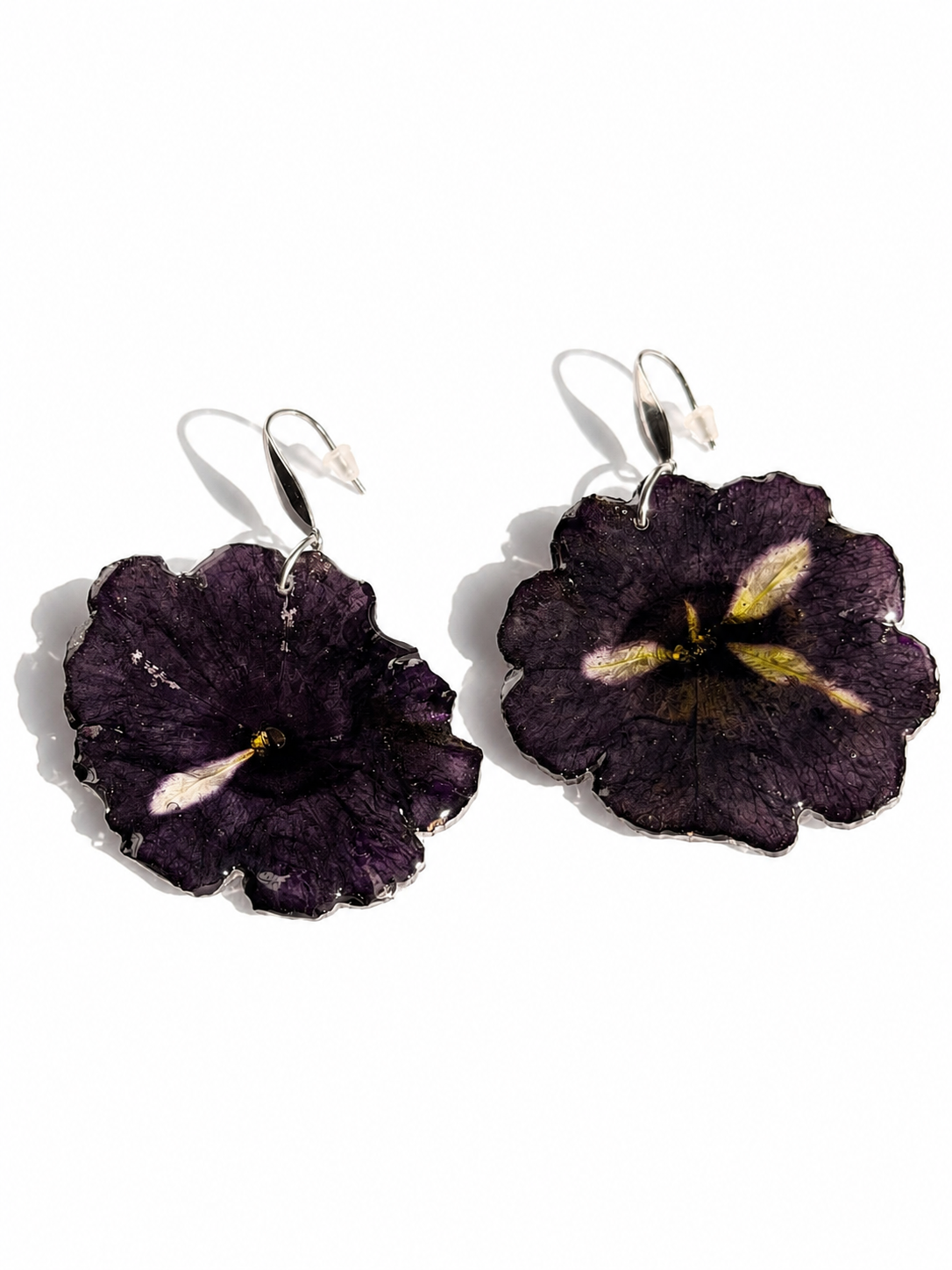 Dark Purple Petunia Statement Earrings