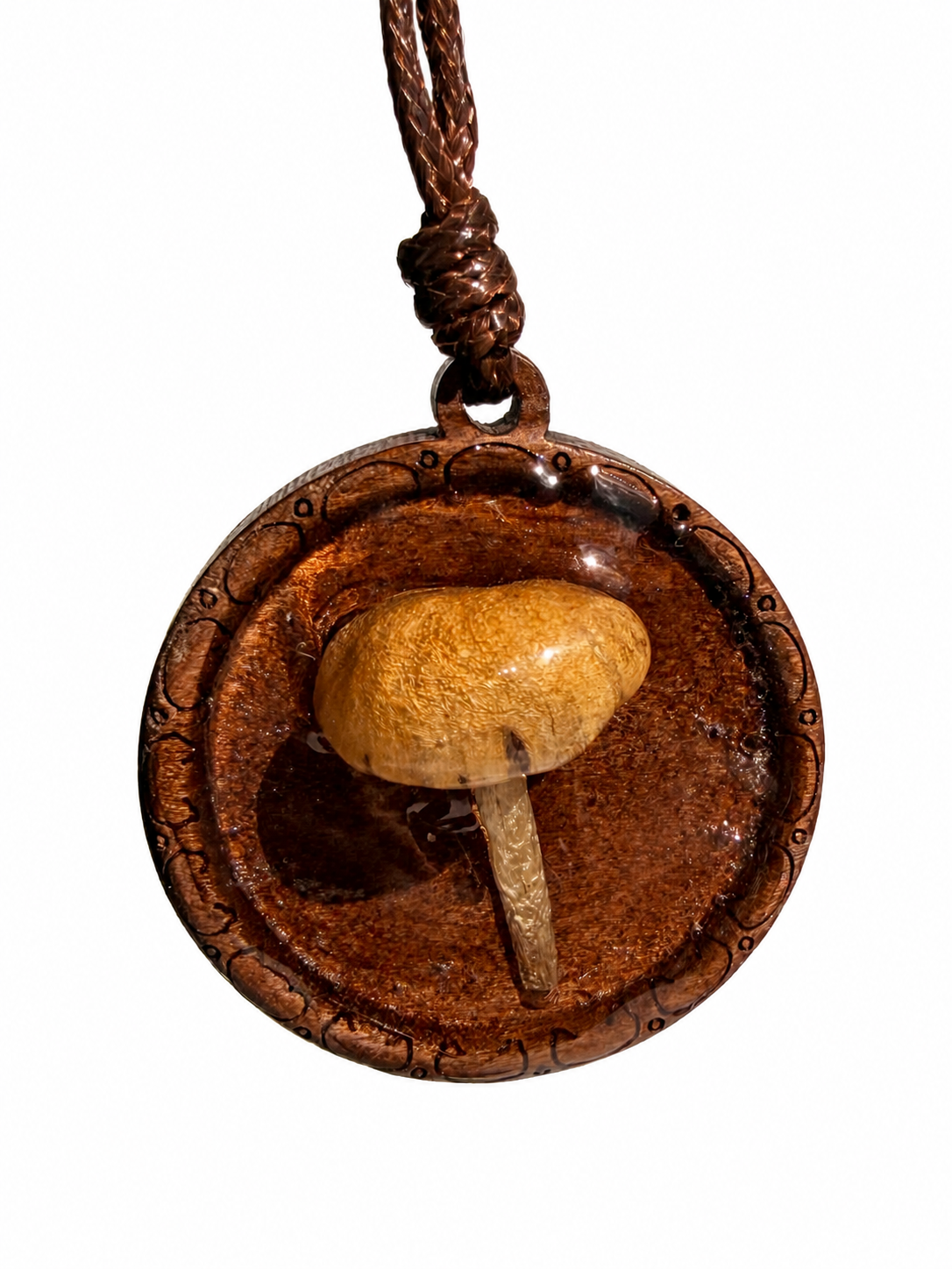 Real Mushroom Wood Necklace