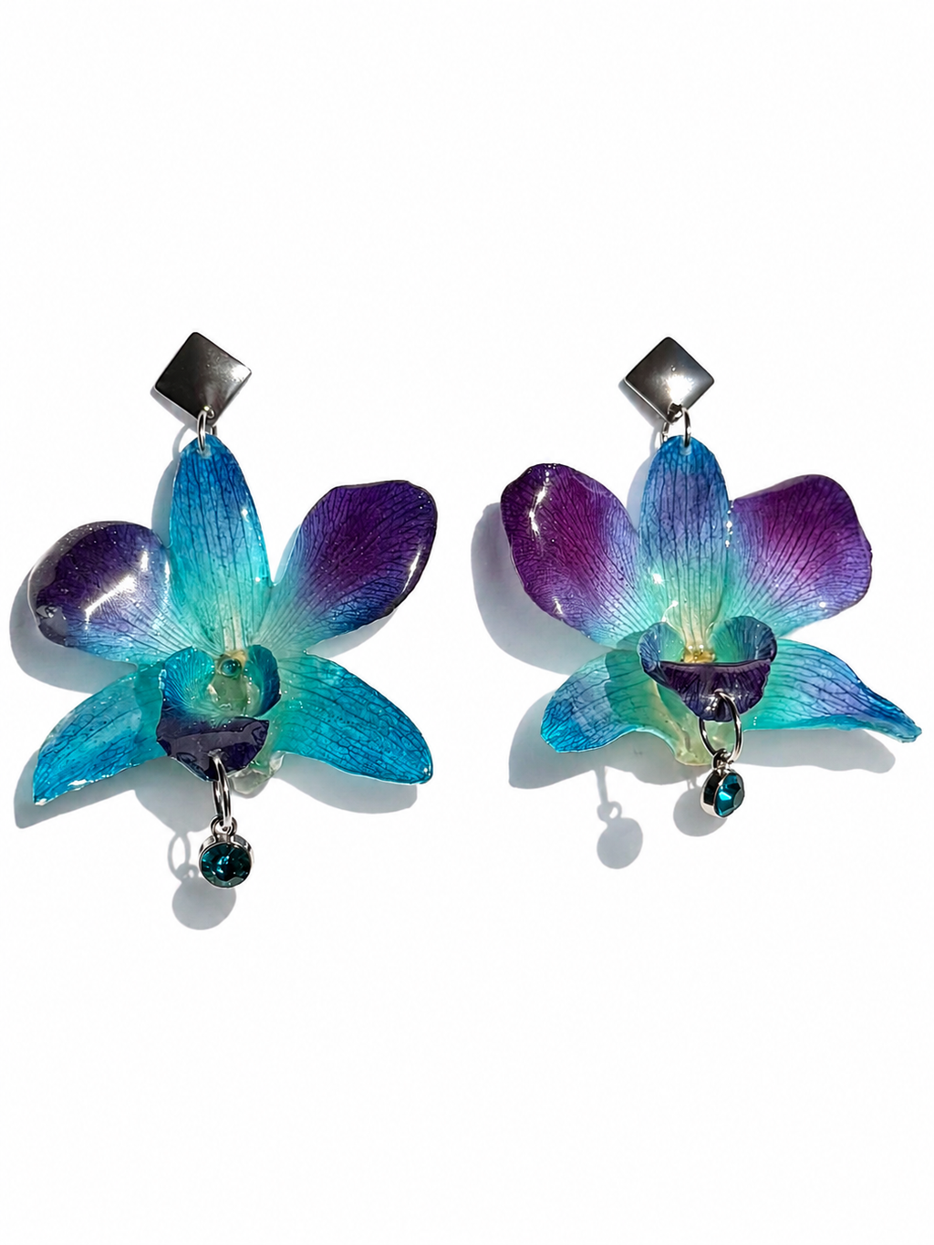 Real Dendrobium Orchid Statement Earrings