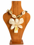 Real White Dendrobium Orchid Shell Necklace