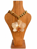 Real White Phalaenopsis Orchid Chunky Chain Necklace