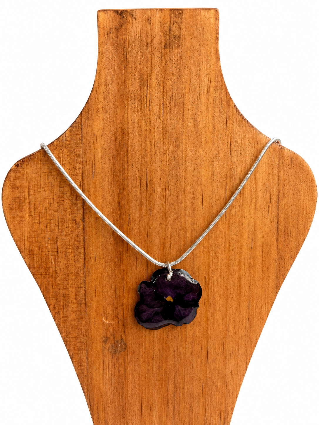 Real Dark Blue Pansy Necklace