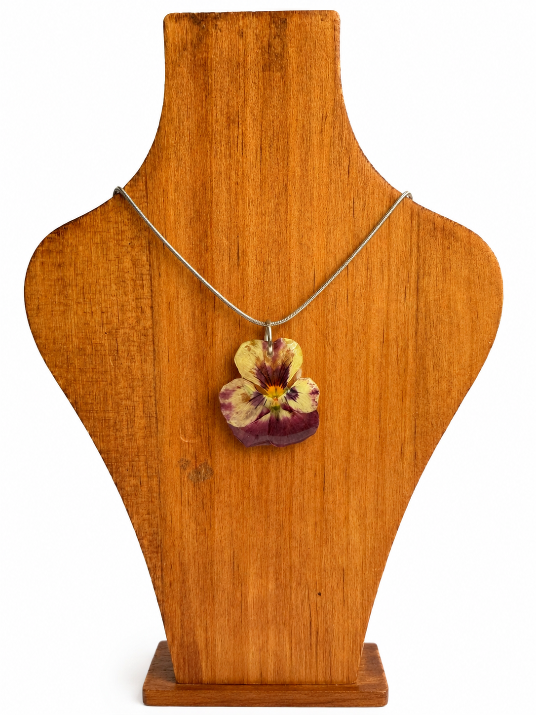 Real Purple and Yellow Pansy Necklace