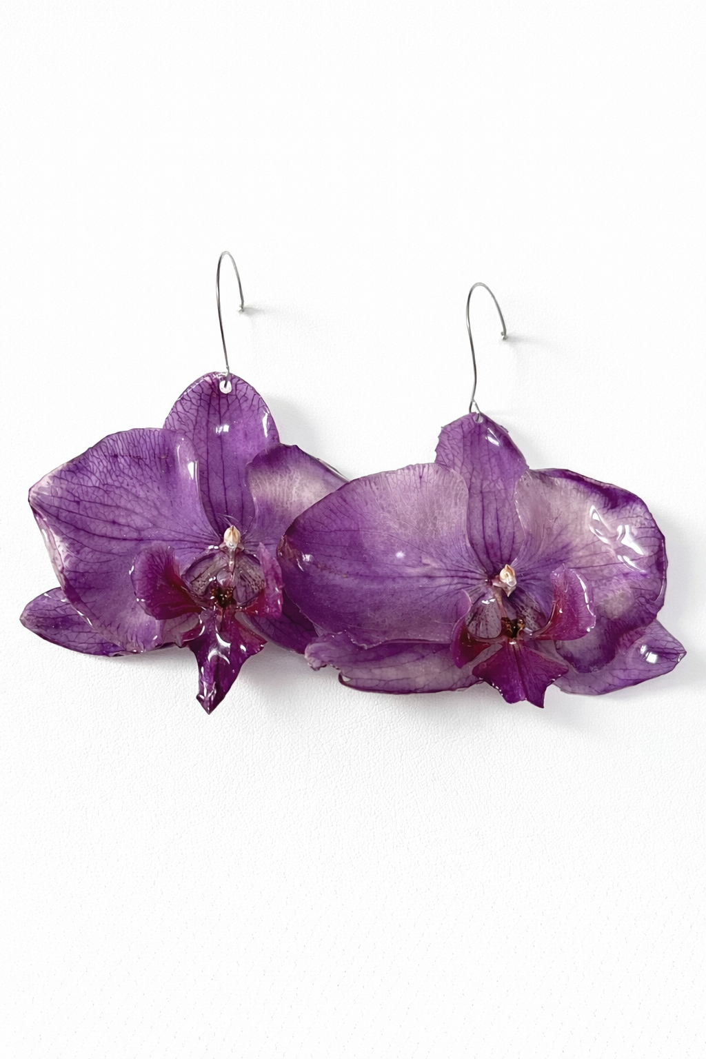 Purple orchid dangle earrings