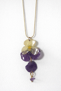 Pansy pendant on delicate gold chain