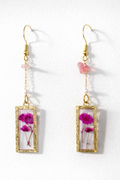 Elegant pink flower dangle earrings