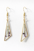 Gold-tone earrings with purple flowers