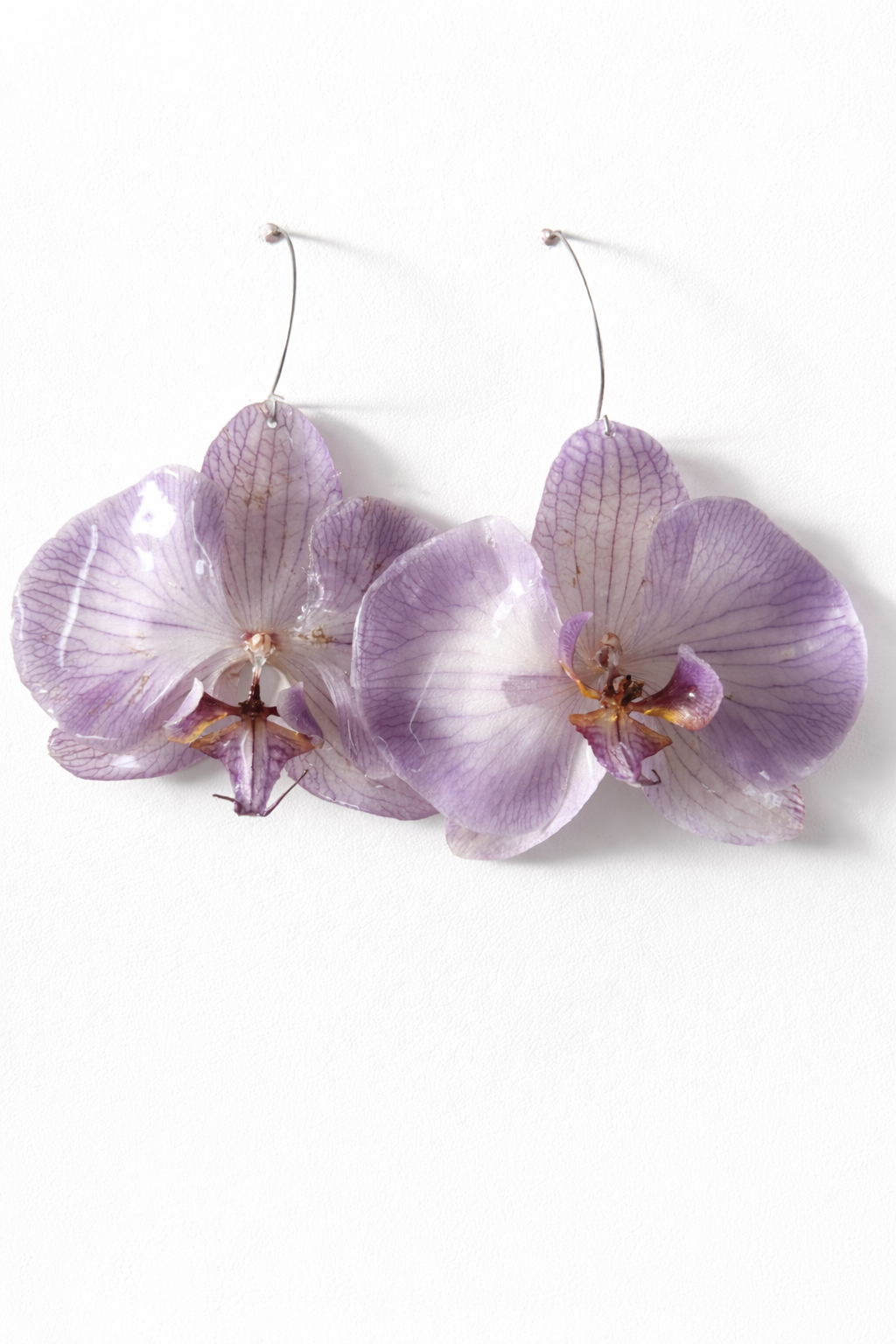 Purple orchid earrings in resin