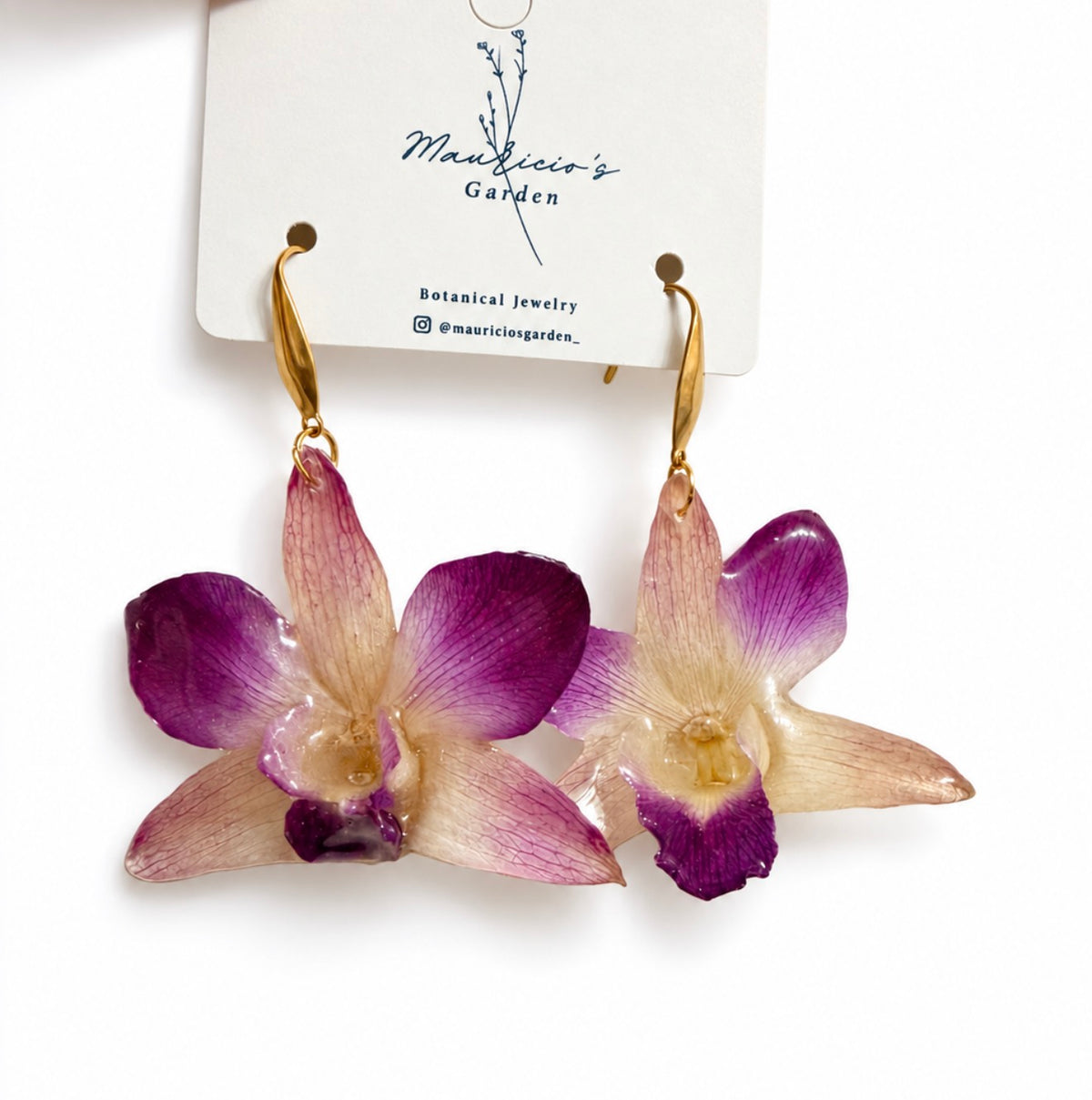 Dendrobium orchid earrings