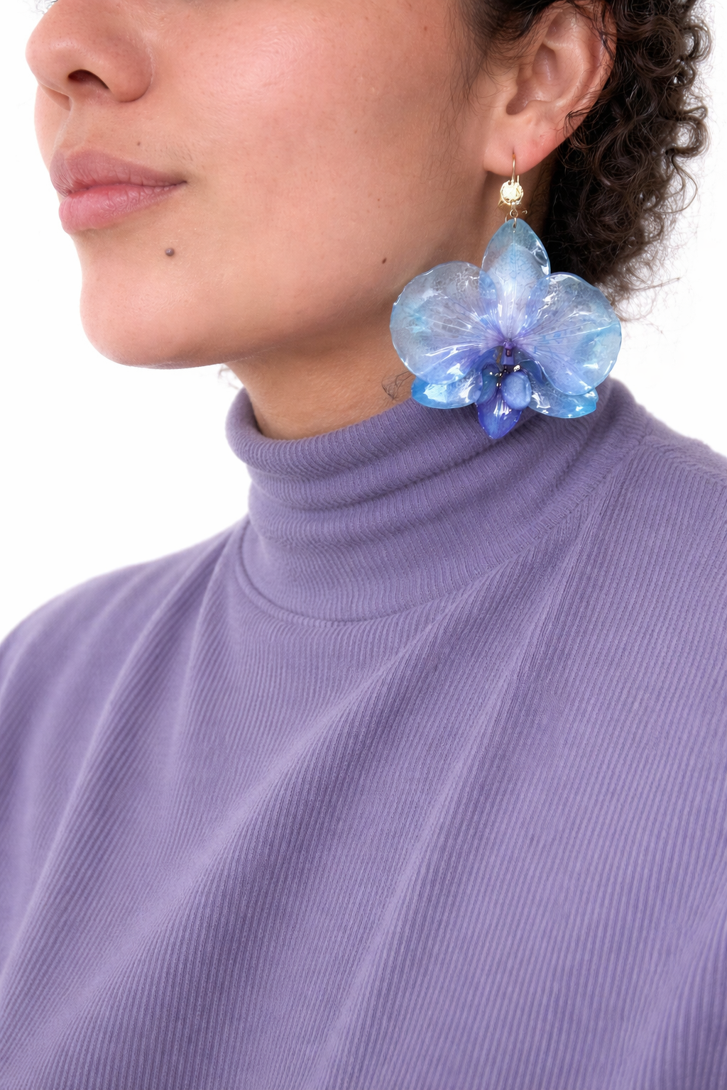 Real Blue Orchid Statement Earrings
