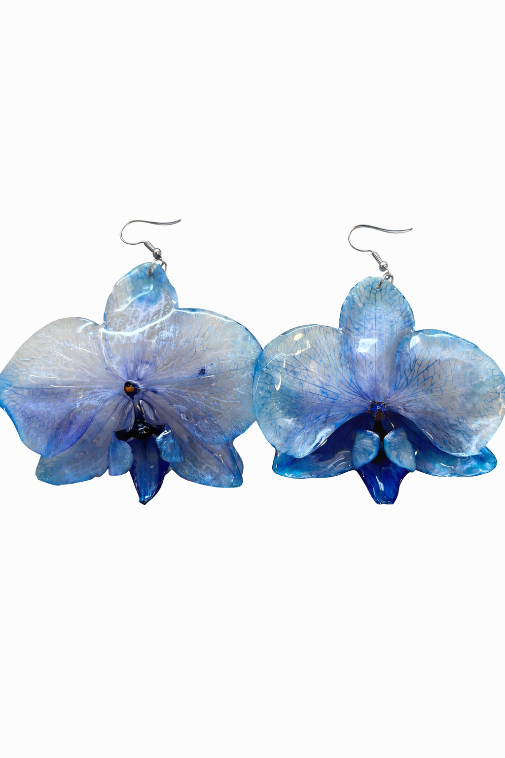 Real Blue Orchid Statement Earrings