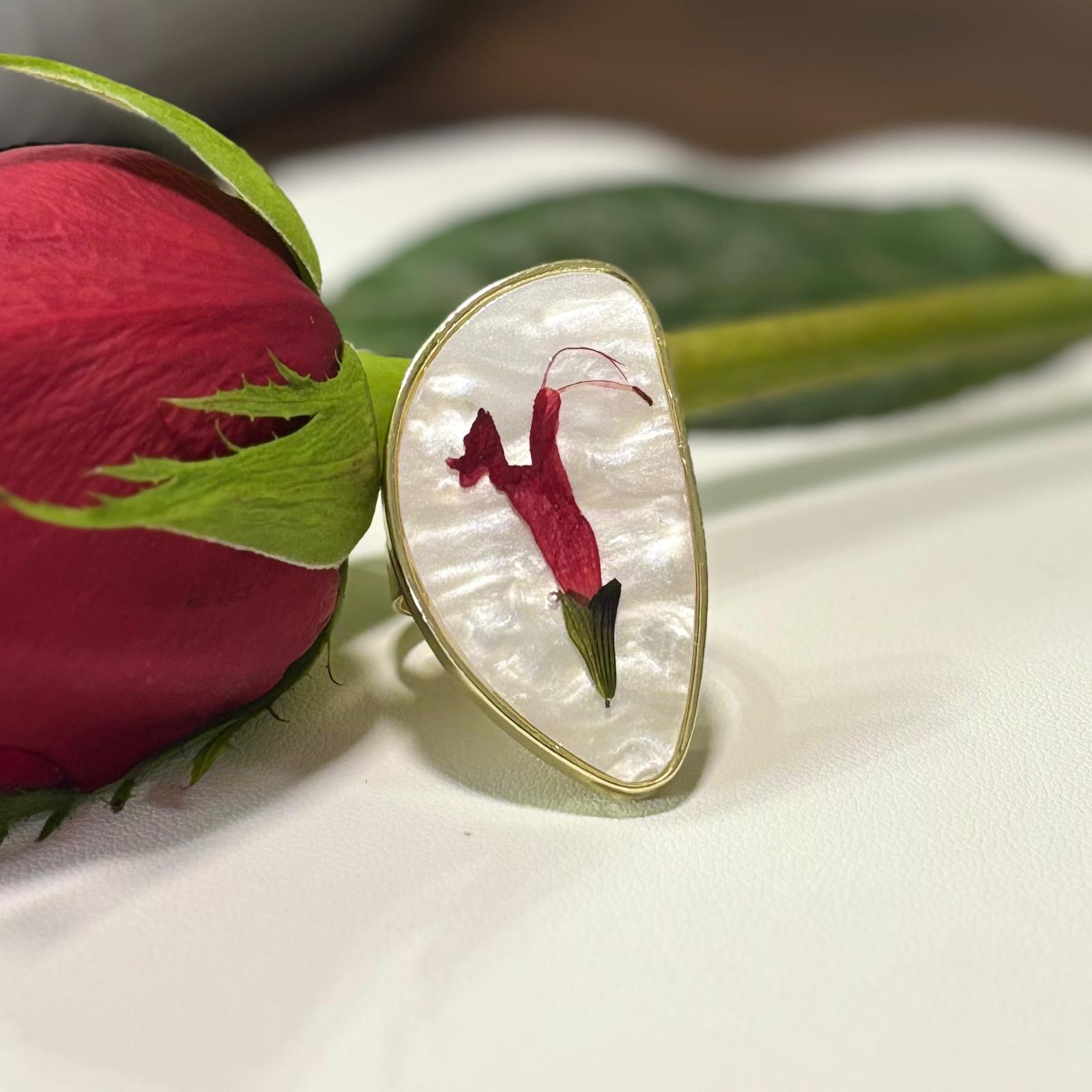 Red Bloom Botanical Ring