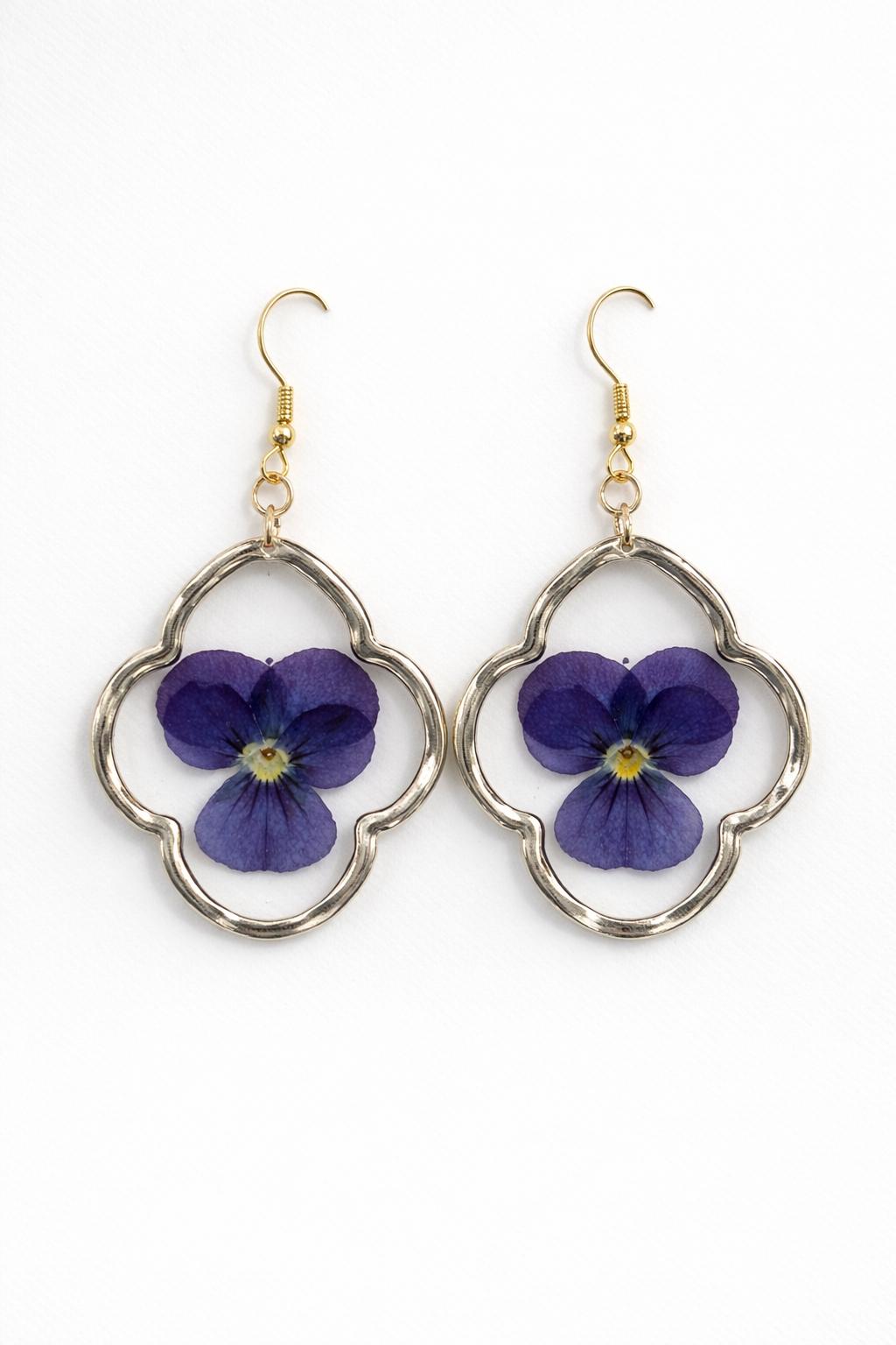 Violet Pansy Frame Earrings