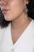 Violet Geometry Drop Earrings