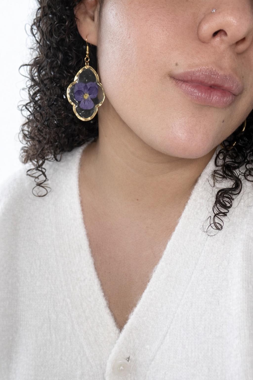 Violet Pansy Frame Earrings