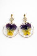 Golden Pansy Circle Earrings
