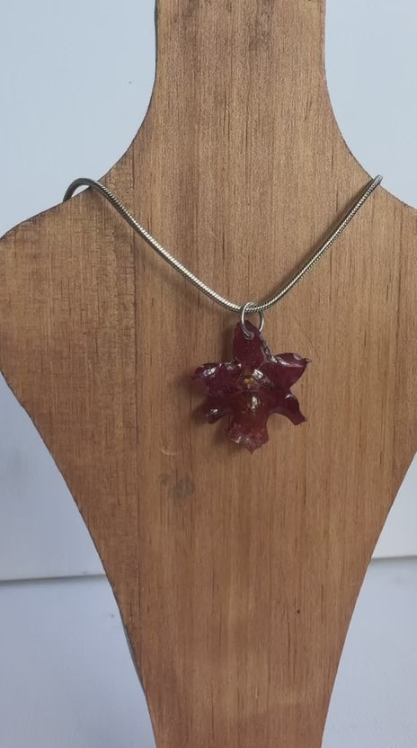 Real Burgundy Flower Necklace