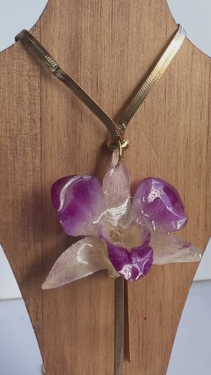Real Pink Orchid Bolo Tie Necklace